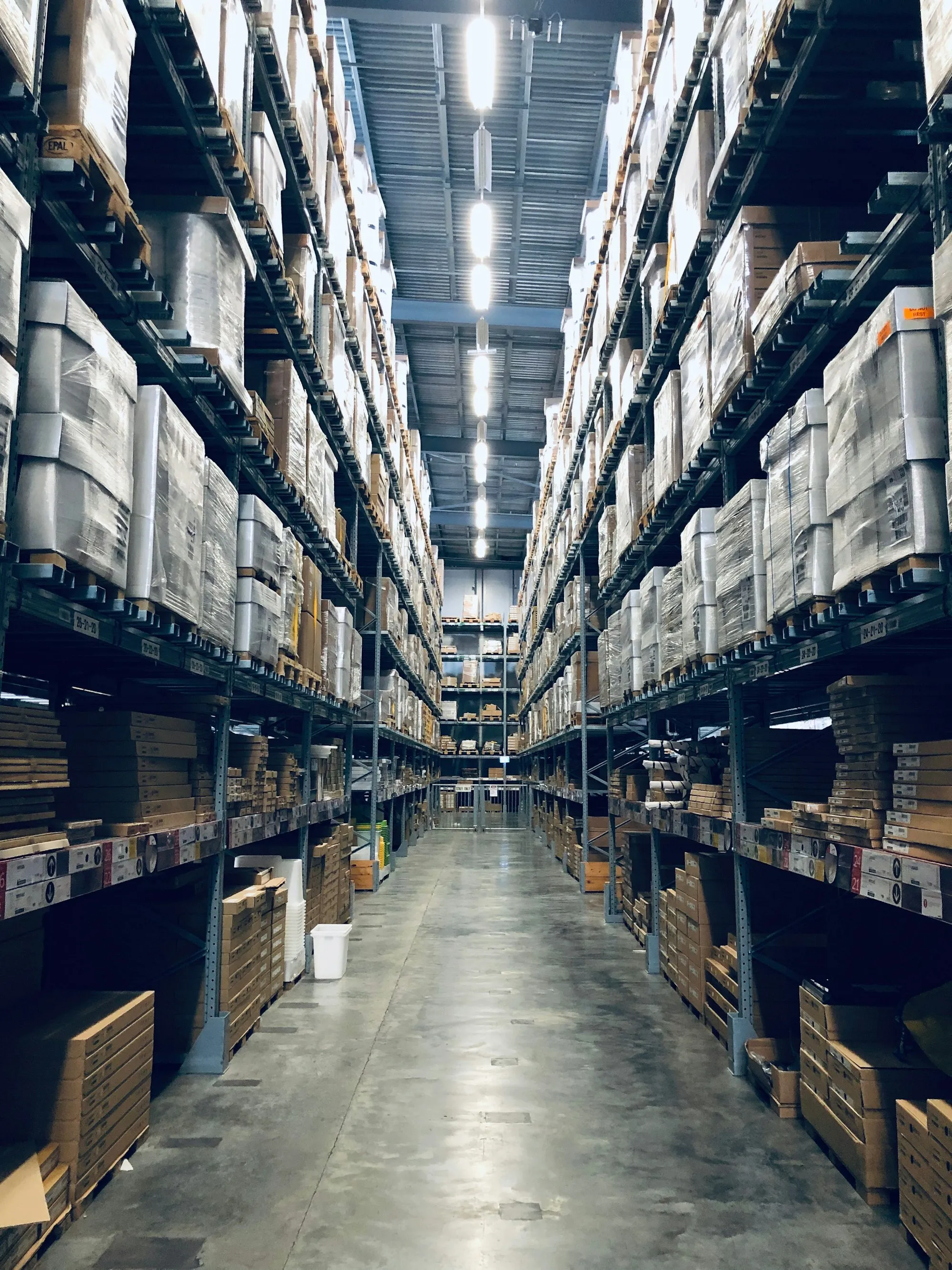 Dock doors at a modern distribution warehouse.